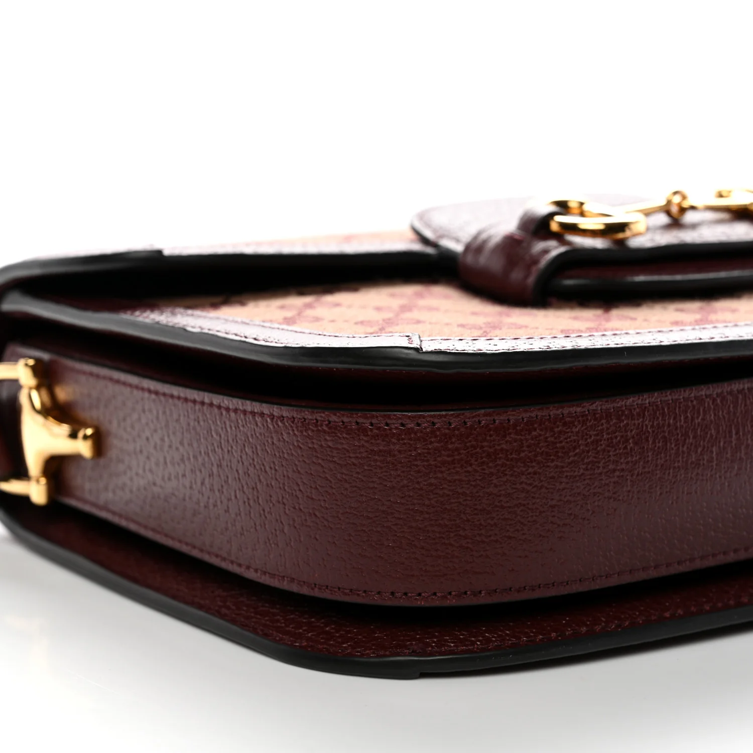 Monogram Textured Dollar Calfskin Horsebit 1955 Shoulder Bag Sahara Rubino Chardonnay - Image 9