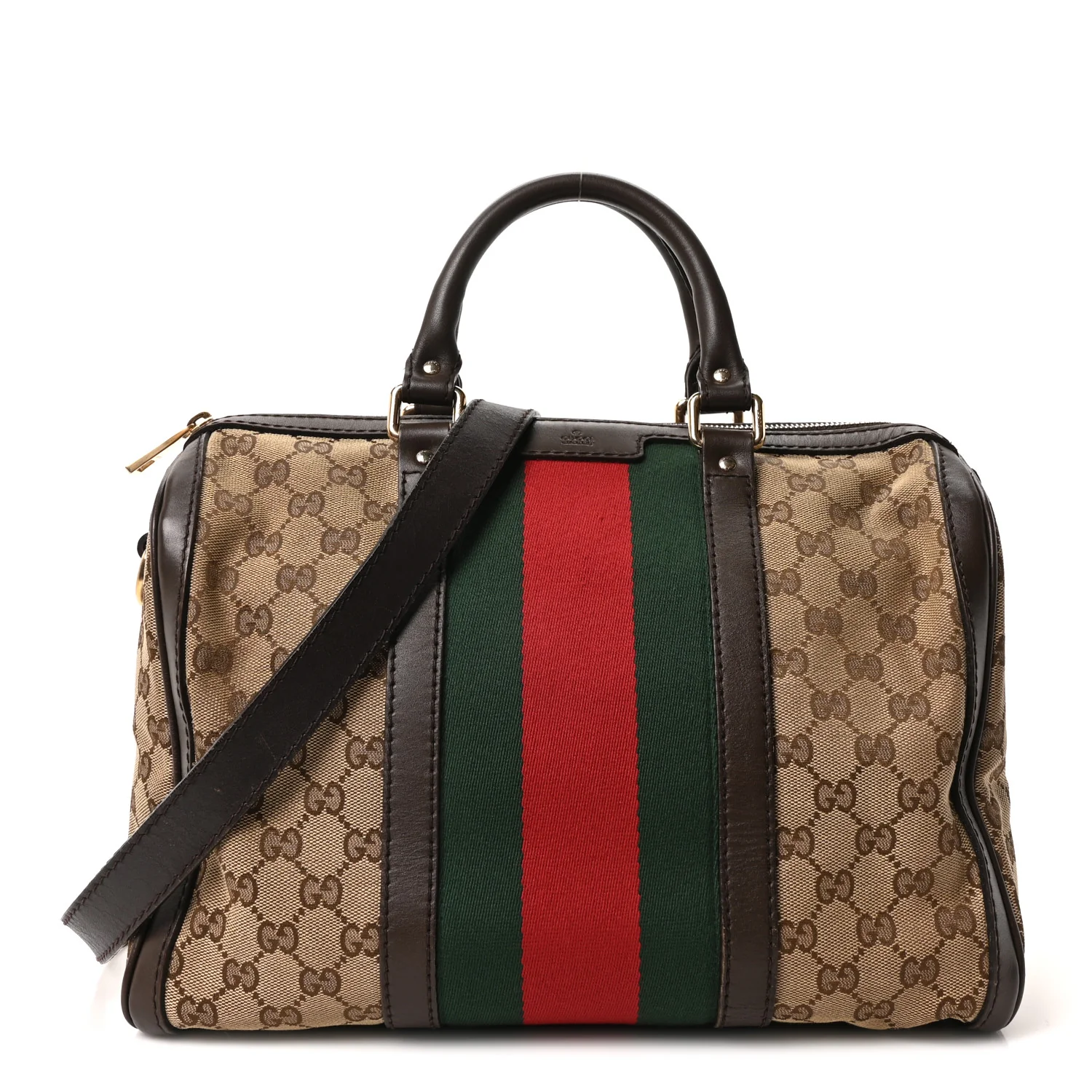 Monogram Vintage Web Medium Boston Dark Brown