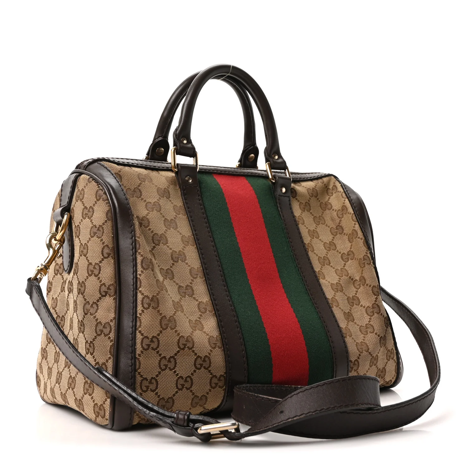 Monogram Vintage Web Medium Boston Dark Brown - Image 3