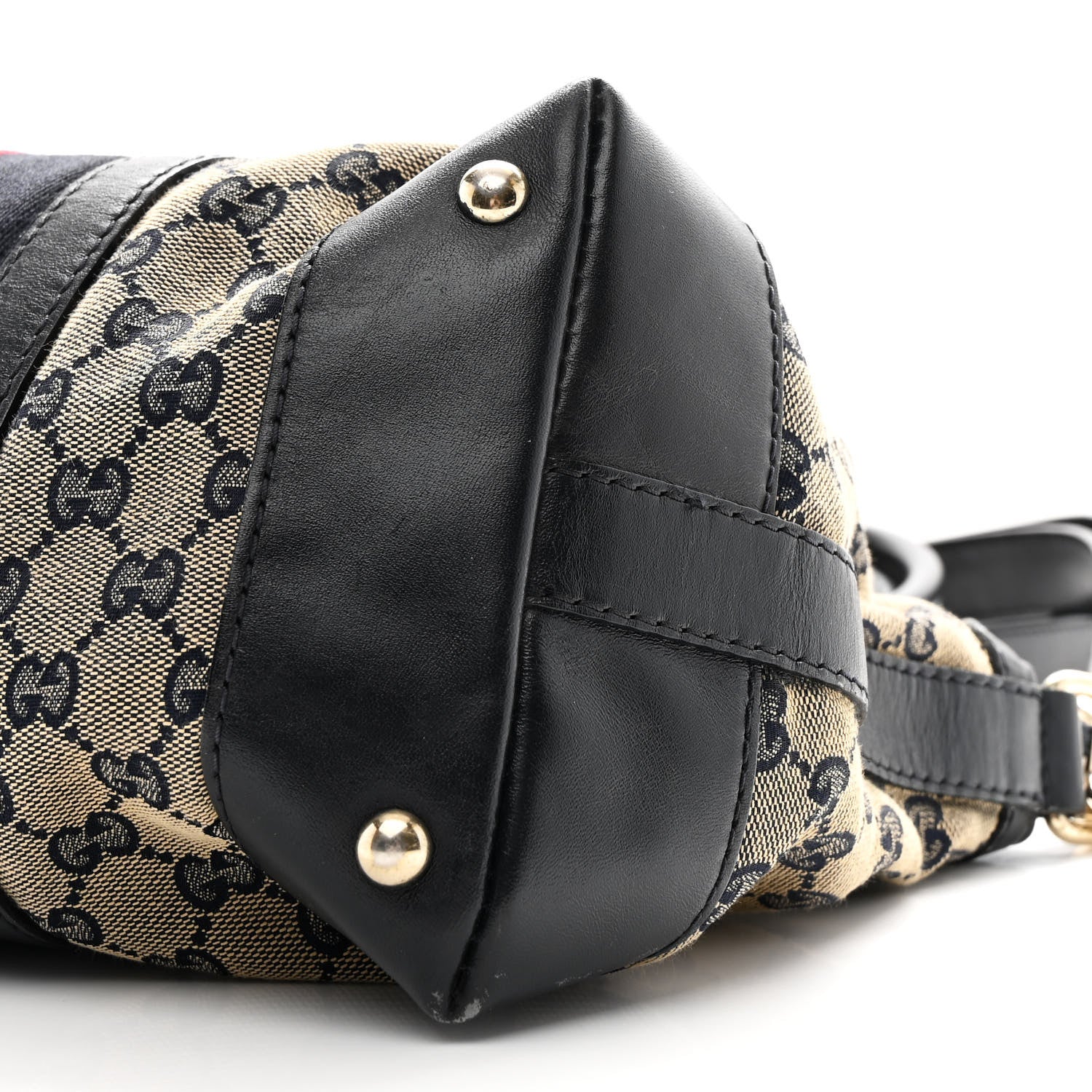 Monogram Vintage Web Medium Top Handle Bag Beige Blue - Image 10