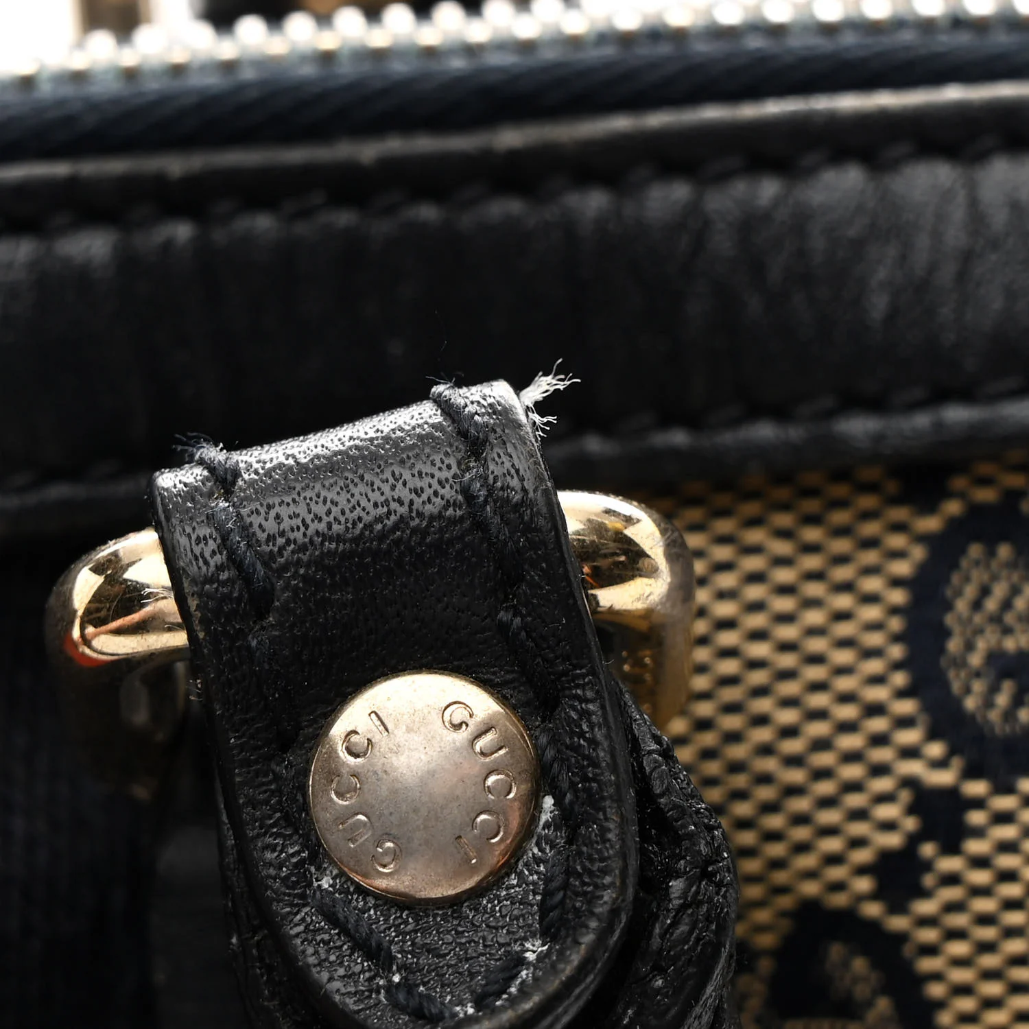 Monogram Vintage Web Medium Top Handle Bag Beige Blue - Image 13