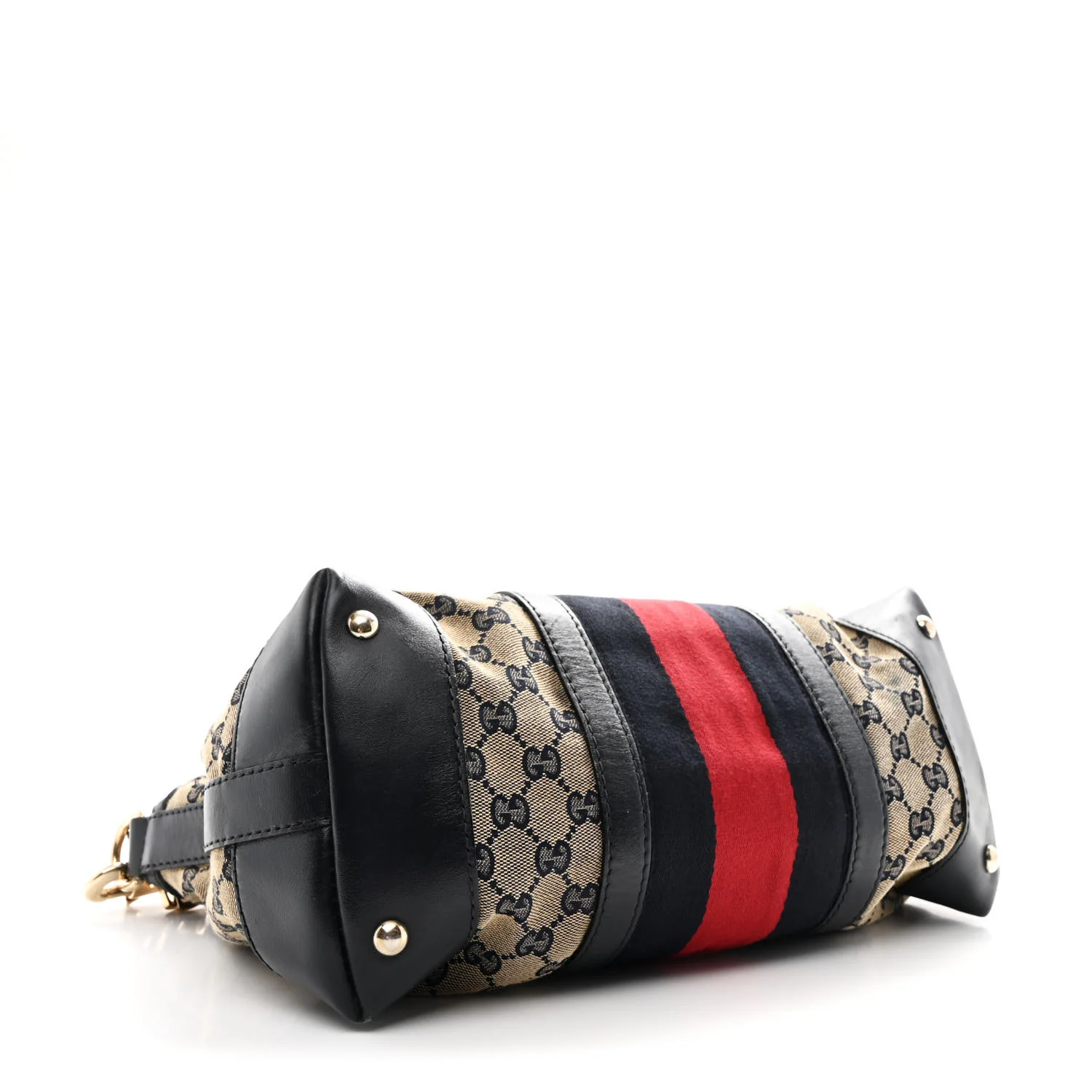 Monogram Vintage Web Medium Top Handle Bag Beige Blue - Image 4