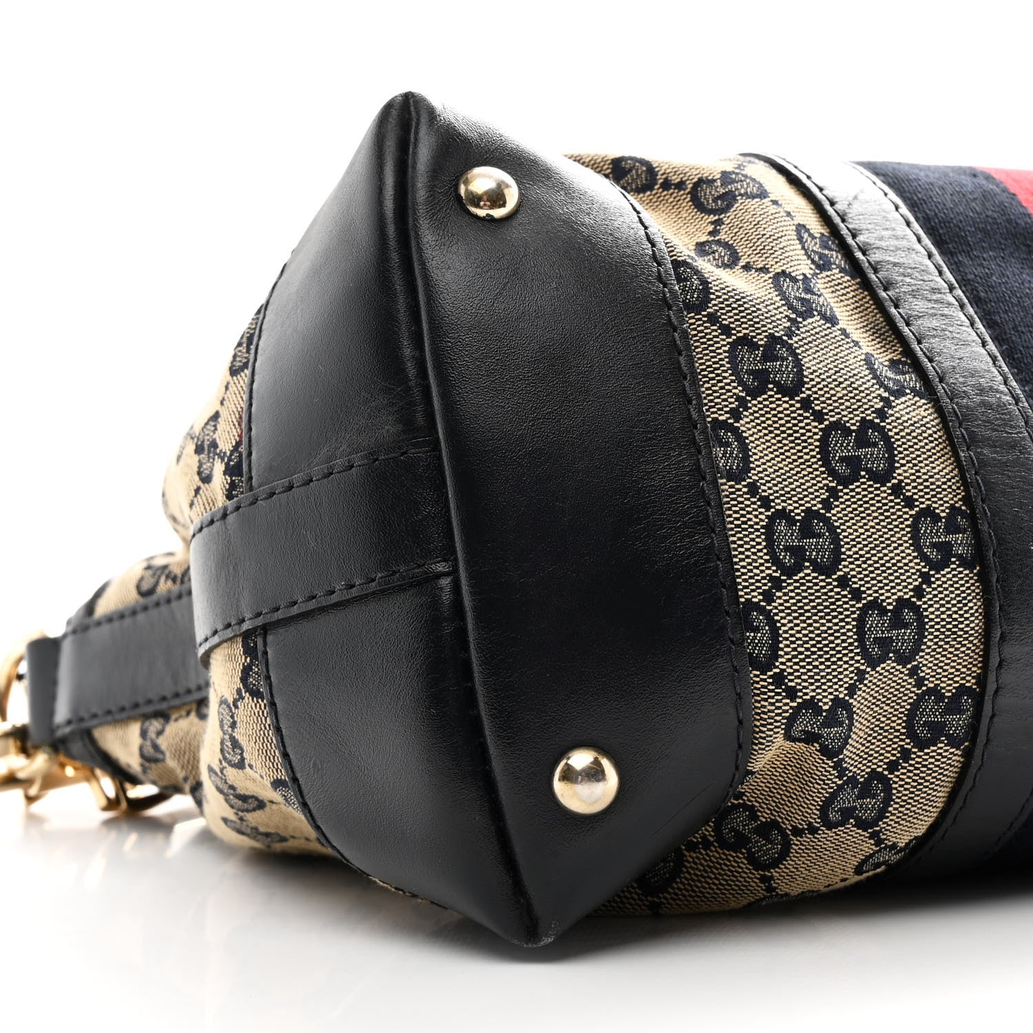Monogram Vintage Web Medium Top Handle Bag Beige Blue - Image 9