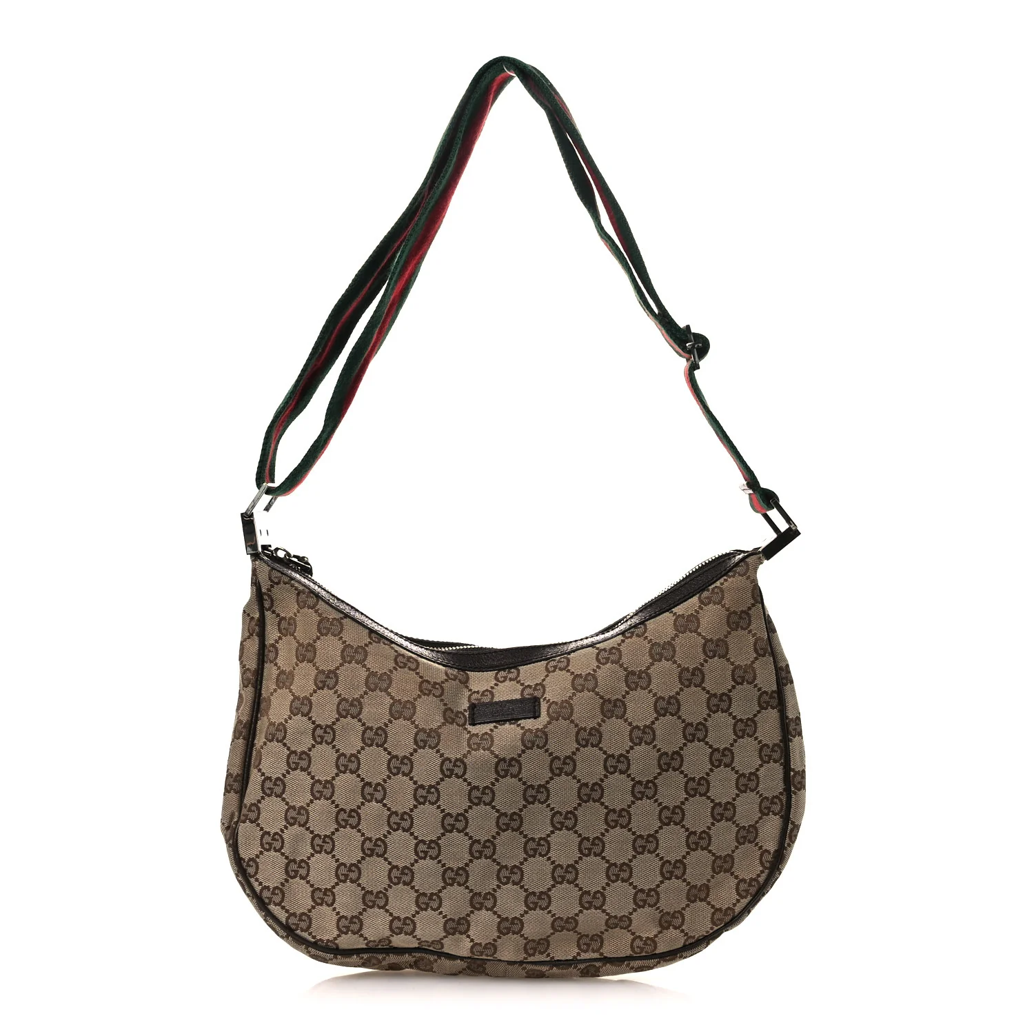 Monogram Web Medium Half Moon Hobo Dark Brown