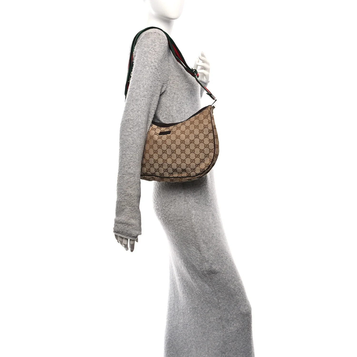 Monogram Web Medium Half Moon Hobo Dark Brown - Image 2