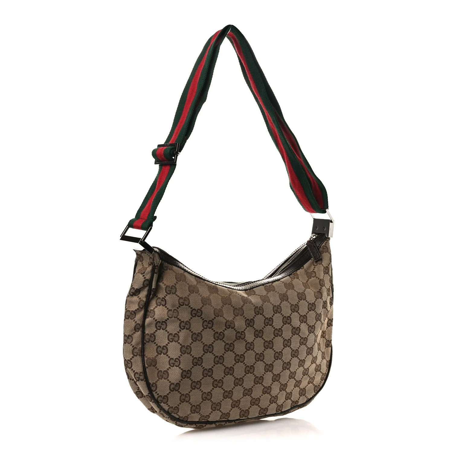 Monogram Web Medium Half Moon Hobo Dark Brown - Image 3
