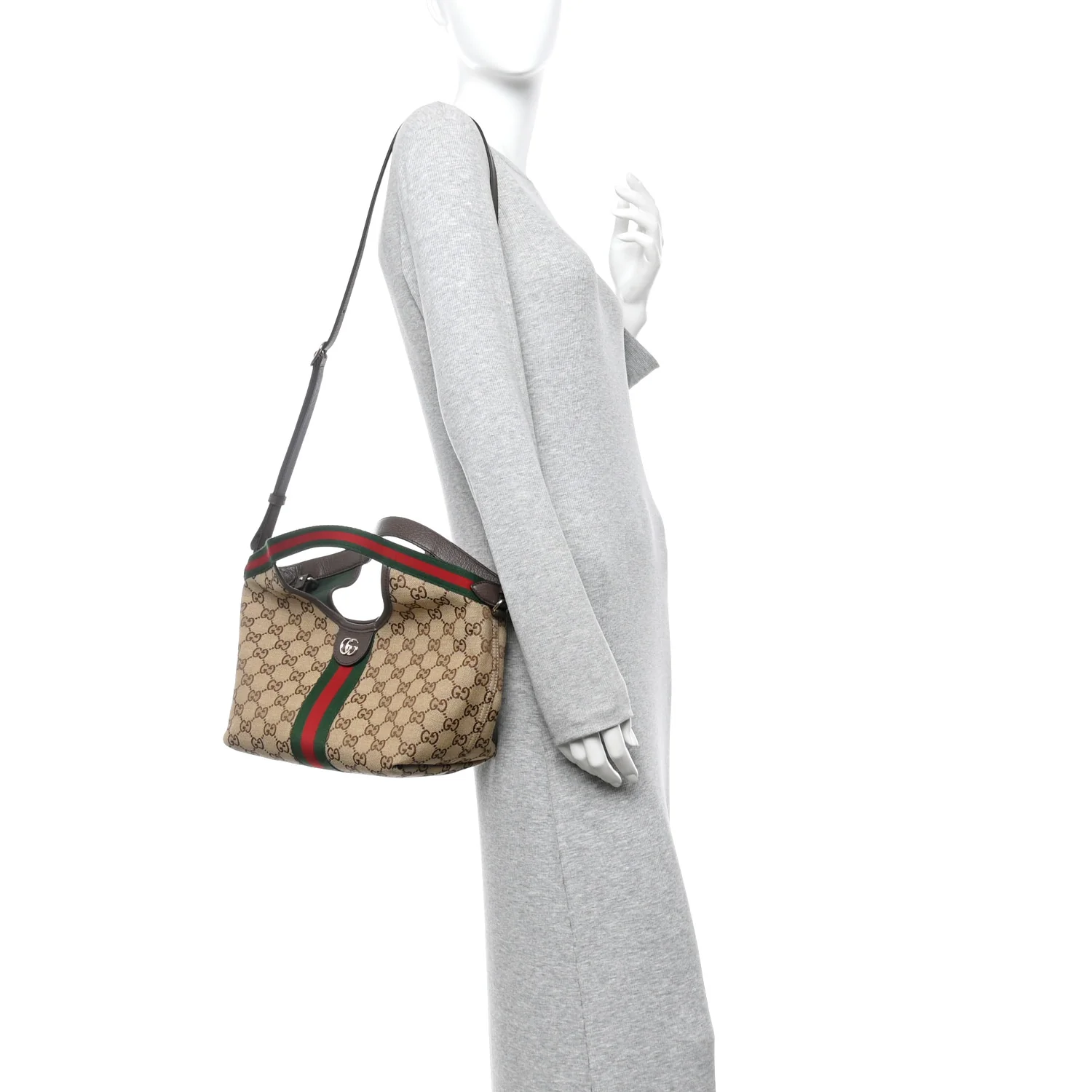 Monogram Web Small Giglio Tote Bag Beige Dark Brown - Image 2