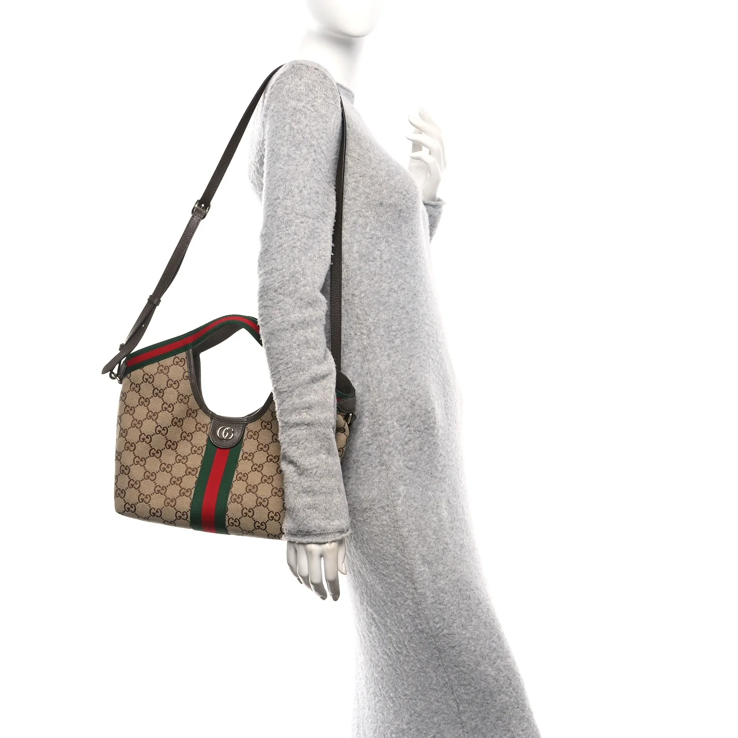 Monogram Web Small Giglio Tote Bag Beige Dark Brown - Image 2