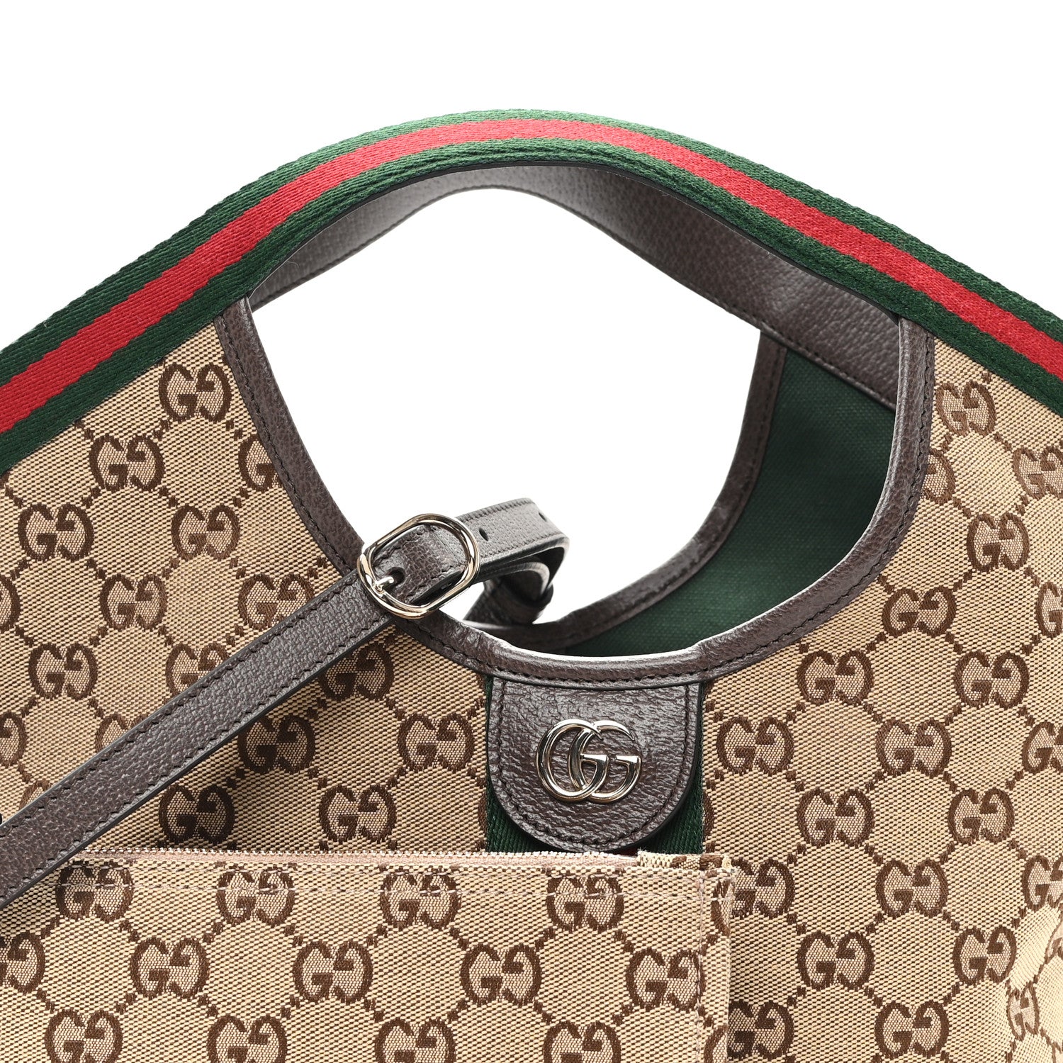 Monogram Web Small Giglio Tote Bag Beige Dark Brown - Image 4