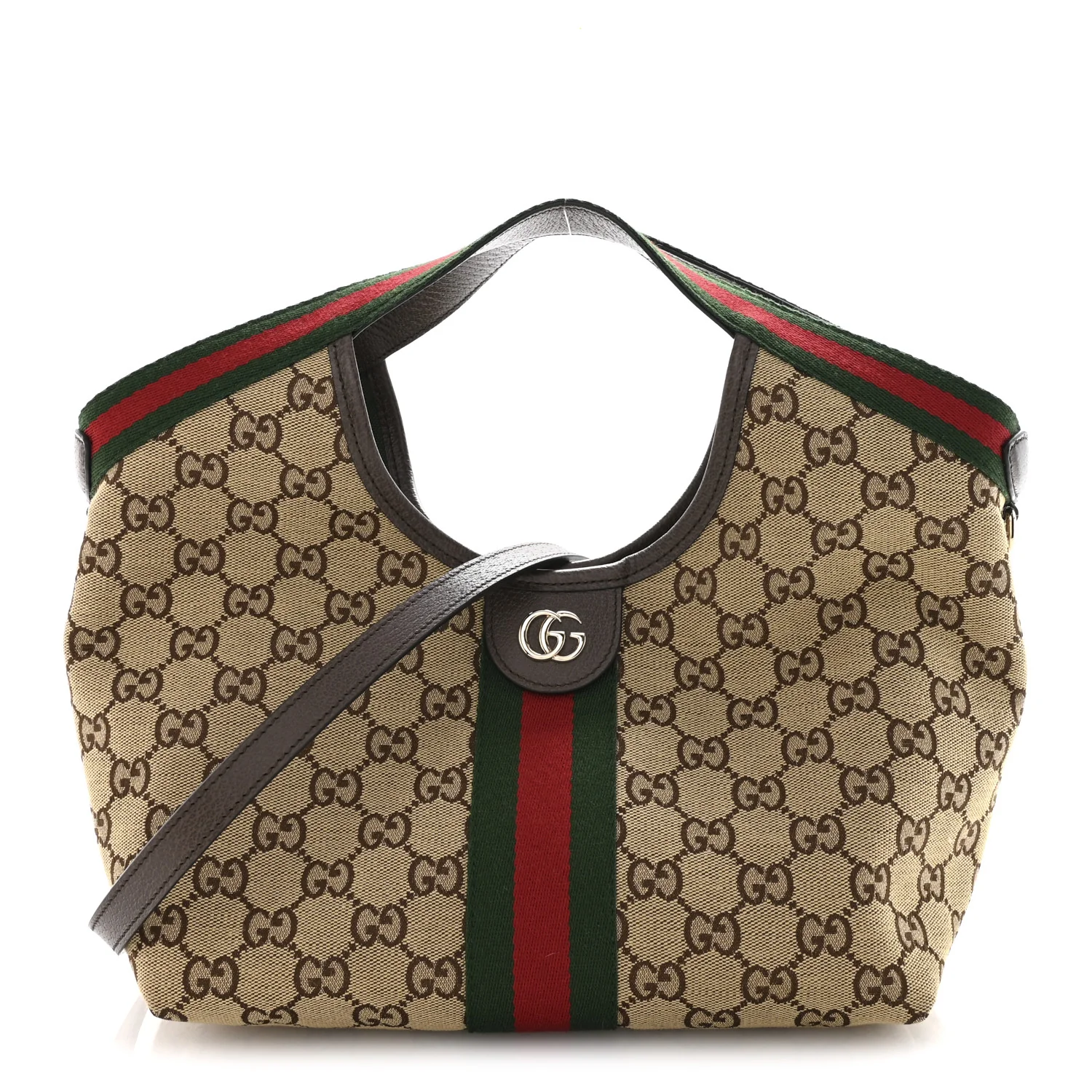 Monogram Web Small Giglio Tote Beige Dark Brown