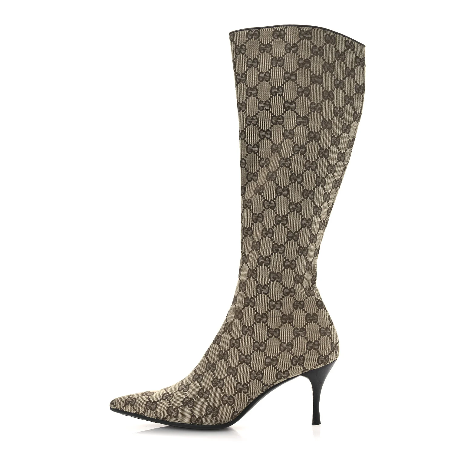 Monogram Womens Tall Boots 38 Beige Ebony