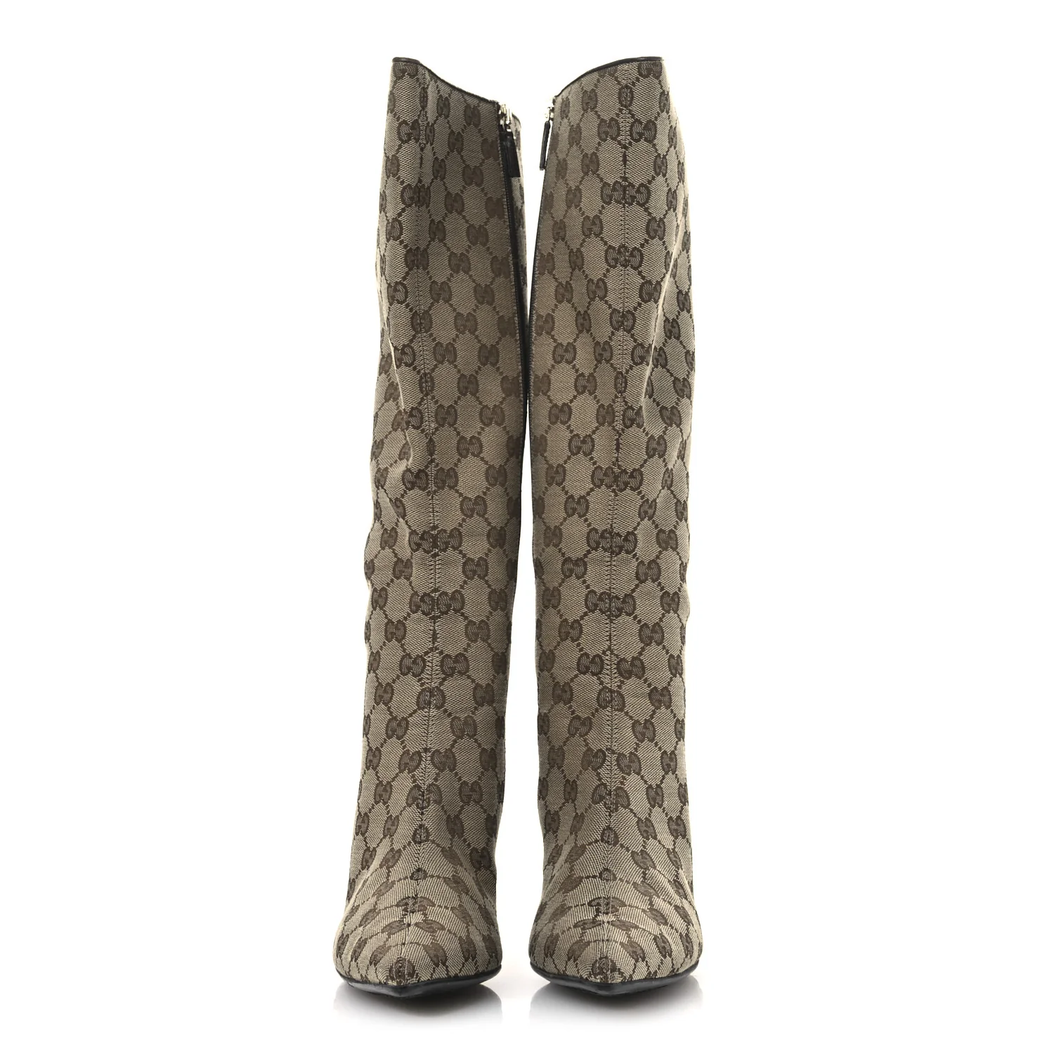 Monogram Womens Tall Boots 38 Beige Ebony - Image 3