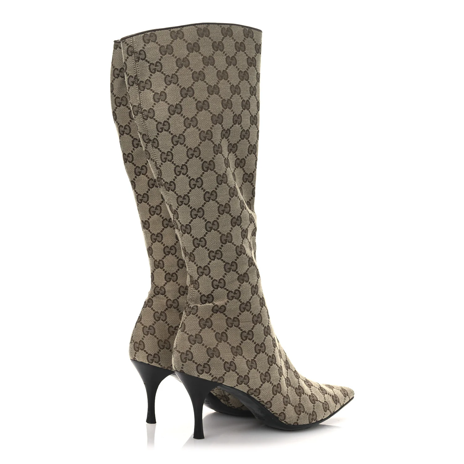 Monogram Womens Tall Boots 38 Beige Ebony - Image 5