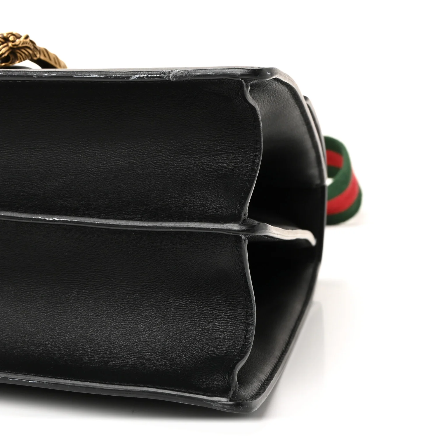 Moon Calfskin Web Large Dionysus Bamboo Top Handle Bag Black - Image 10