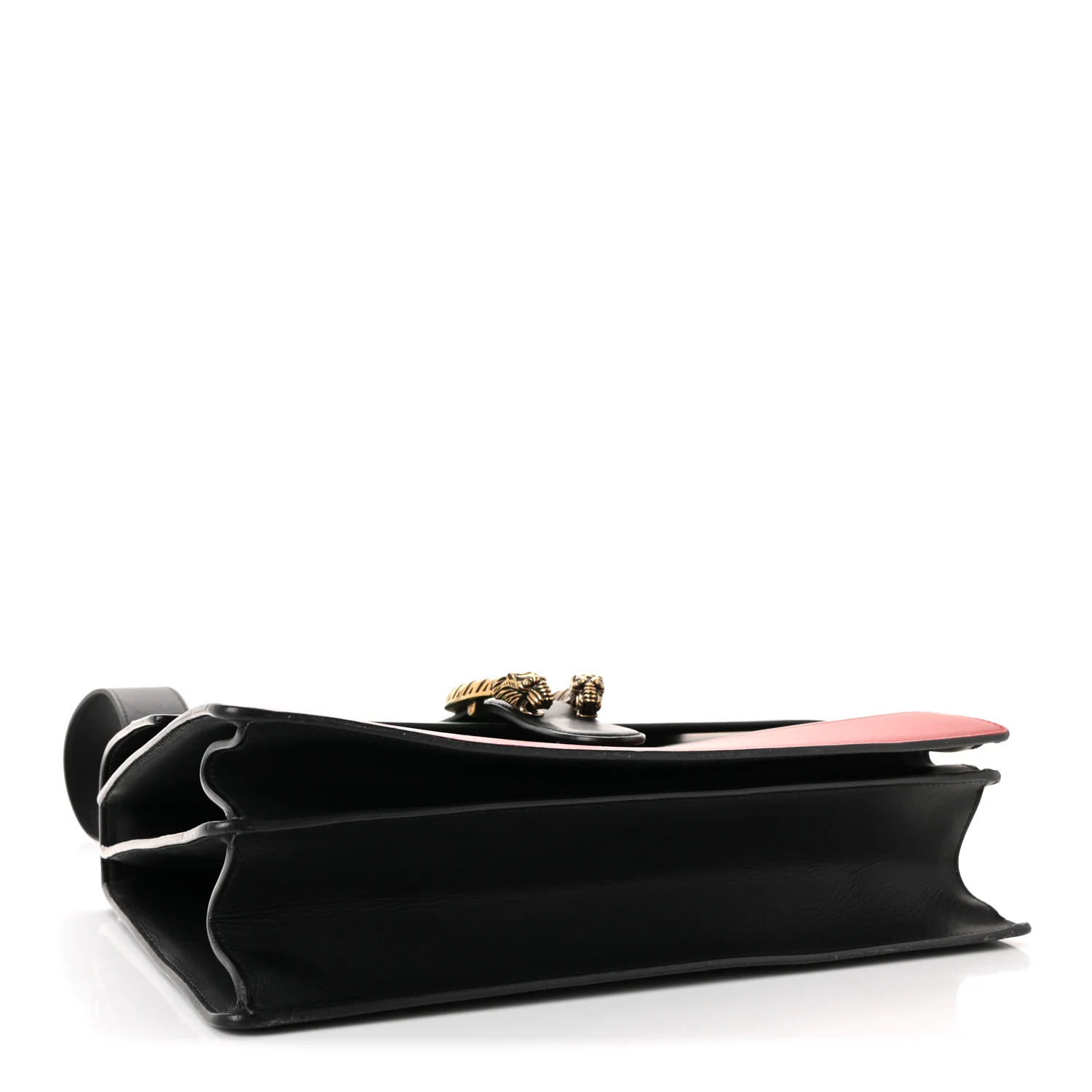 Moon Calfskin Web Large Dionysus Bamboo Top Handle Bag Black Bright Evergreen Hibiscus Red - Image 4