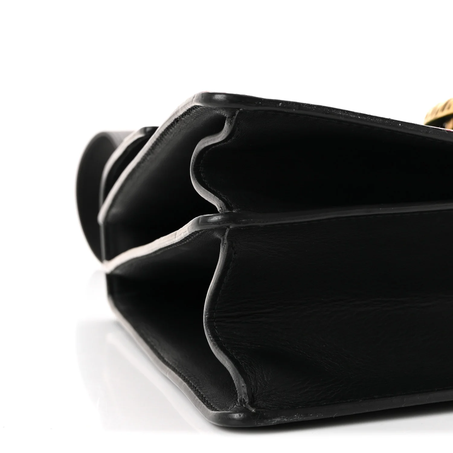 Moon Calfskin Web Large Dionysus Bamboo Top Handle Bag Black Bright Evergreen Hibiscus Red - Image 9