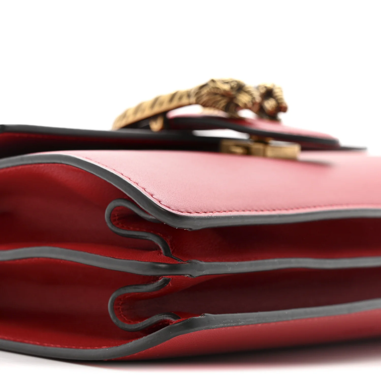 Moon Calfskin Web Medium Dionysus Bamboo Top Handle Bag Hibiscus Red - Image 10