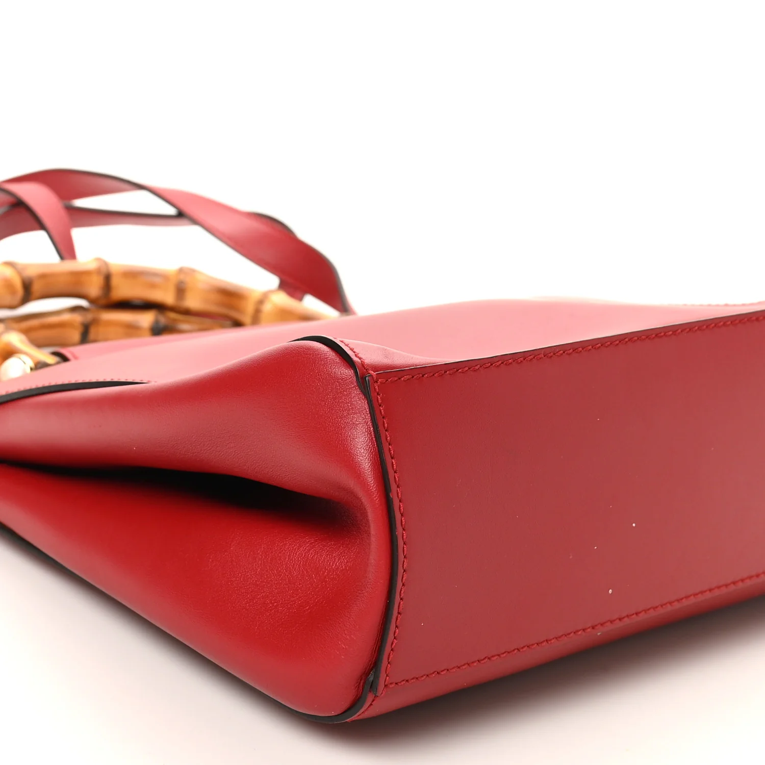 Nappa Bamboo Small Nymphaea Top Handle Bag Hibiscus Red - Image 9