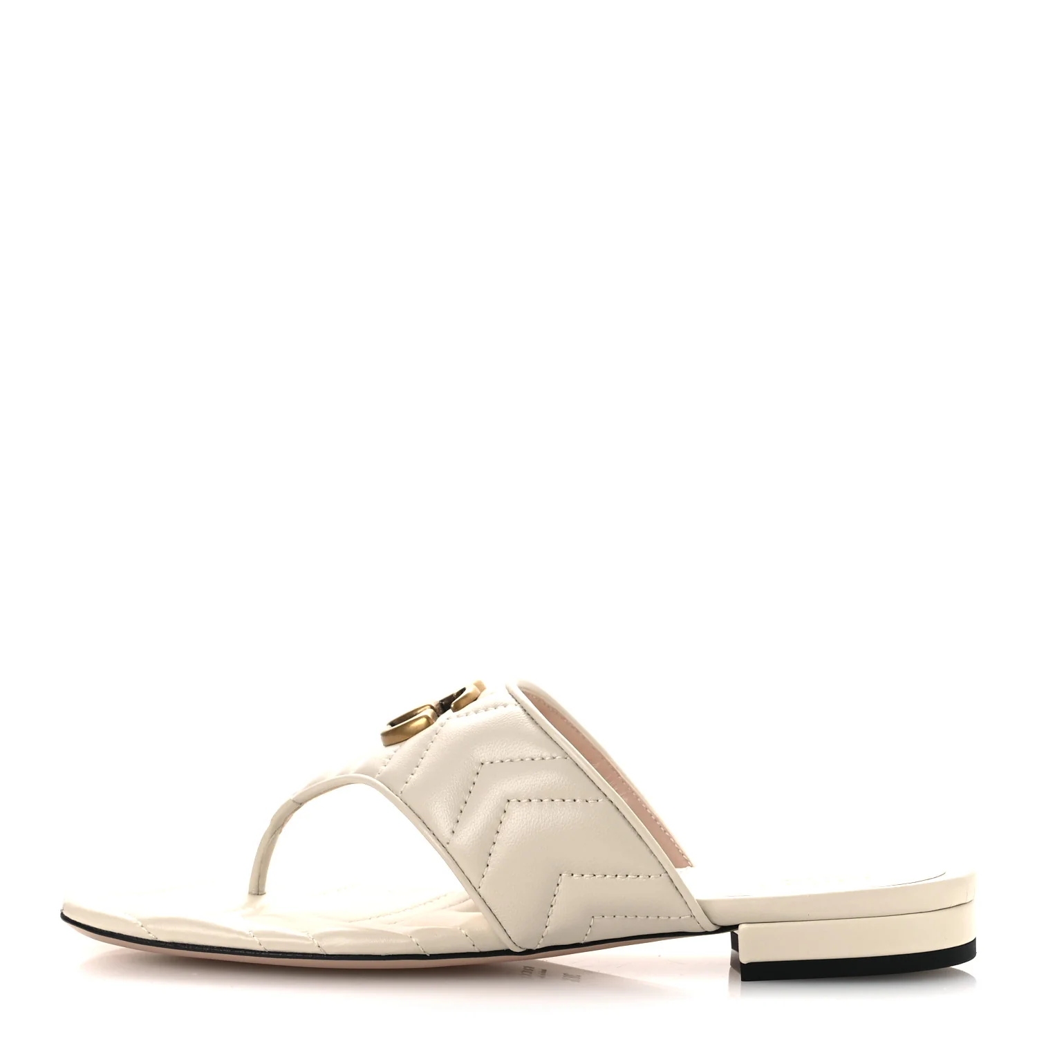 Nappa Charlotte Double G Marmont Thong Sandals 38.5 Mystic White