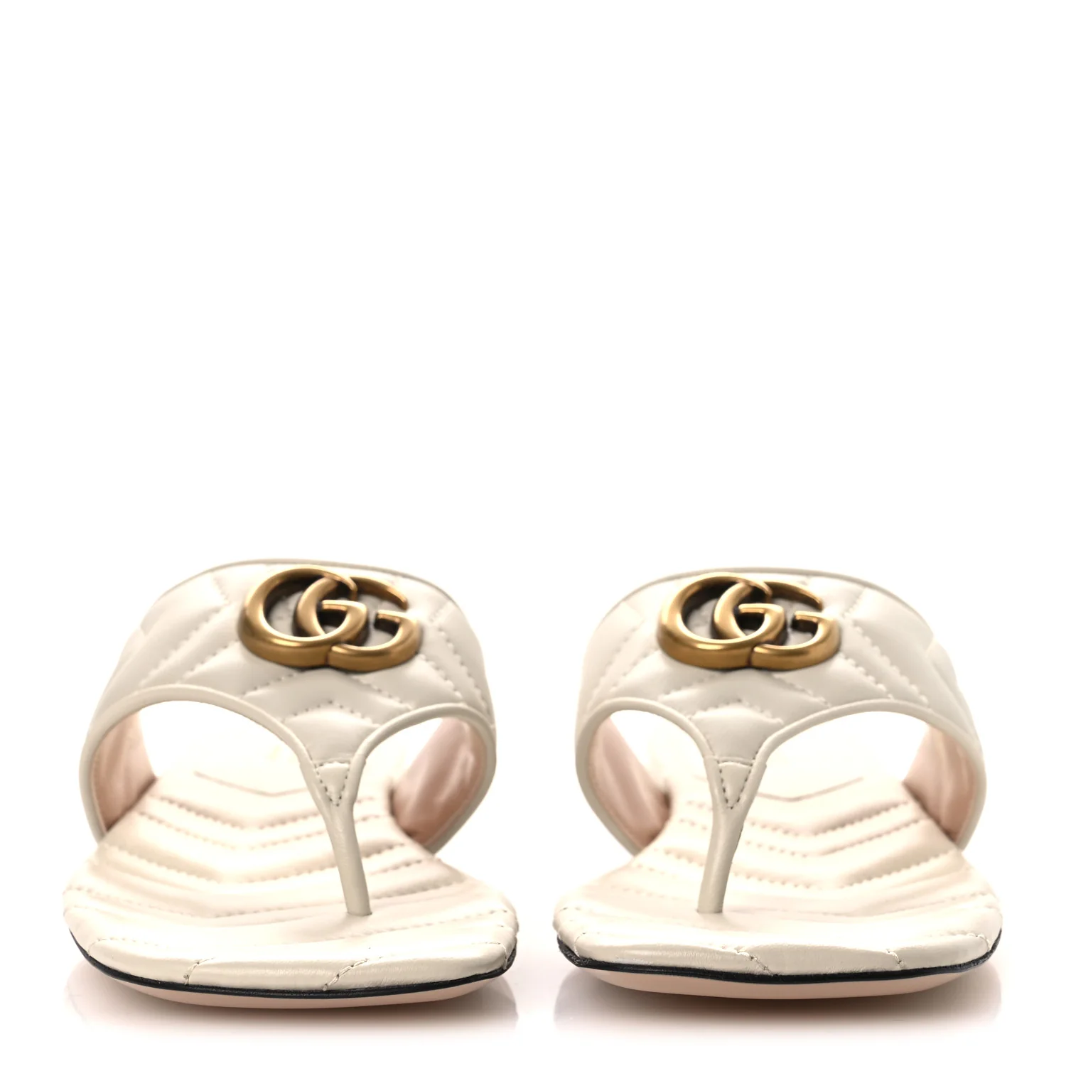 Nappa Charlotte Double G Marmont Thong Sandals 38.5 Mystic White - Image 3