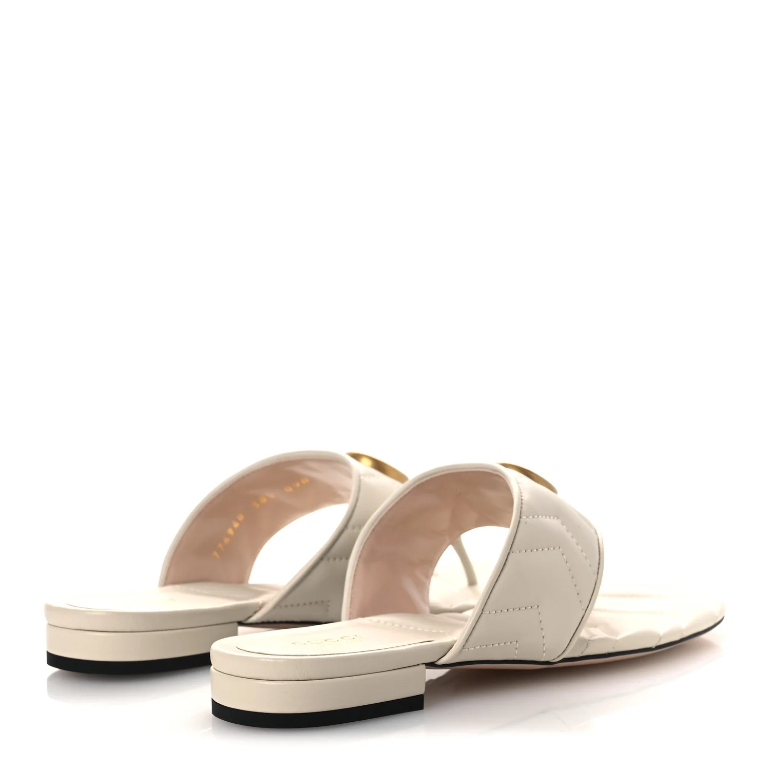 Nappa Charlotte Double G Marmont Thong Sandals 38.5 Mystic White - Image 5
