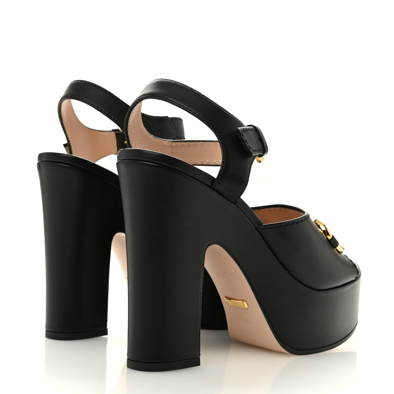 Nappa Charlotte Horsebit 40/135mm Platform Sandals 39.5 Black - Image 5