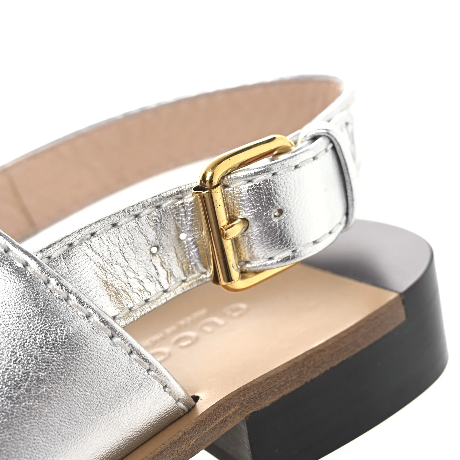 Nappa Charlotte Horsebit Thong Sandals 39.5 Silver - Image 12