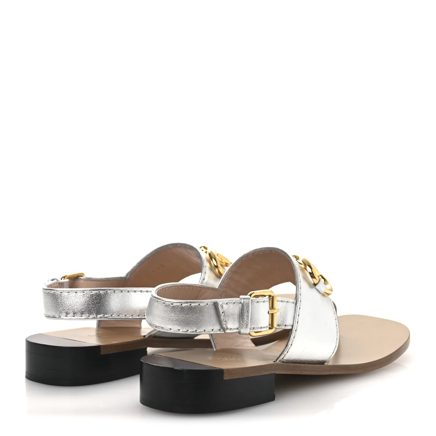 Nappa Charlotte Horsebit Thong Sandals 39.5 Silver - Image 5