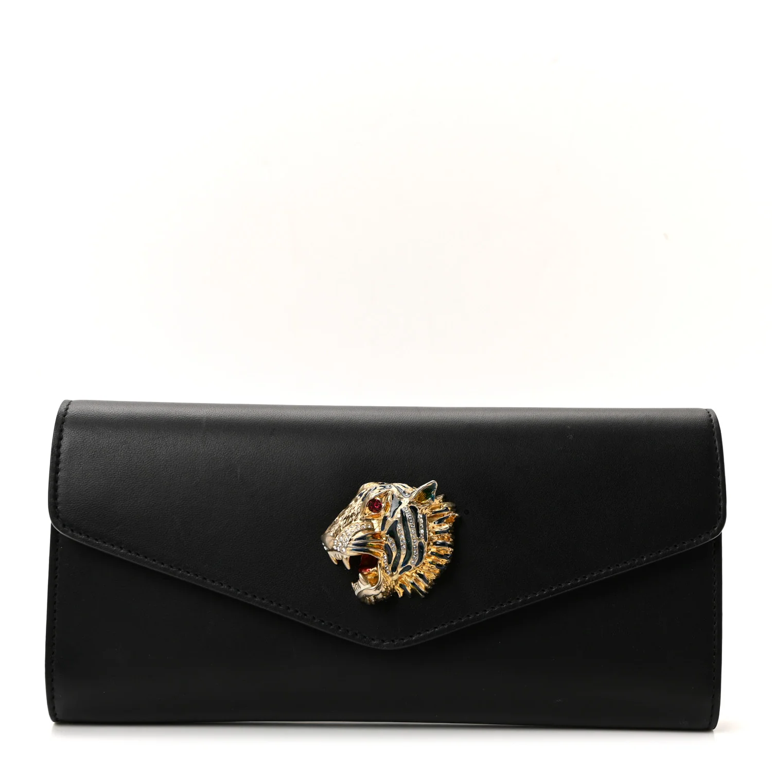 Nappa Crystal Rajah Broadway Envelope Clutch Black Multicolor