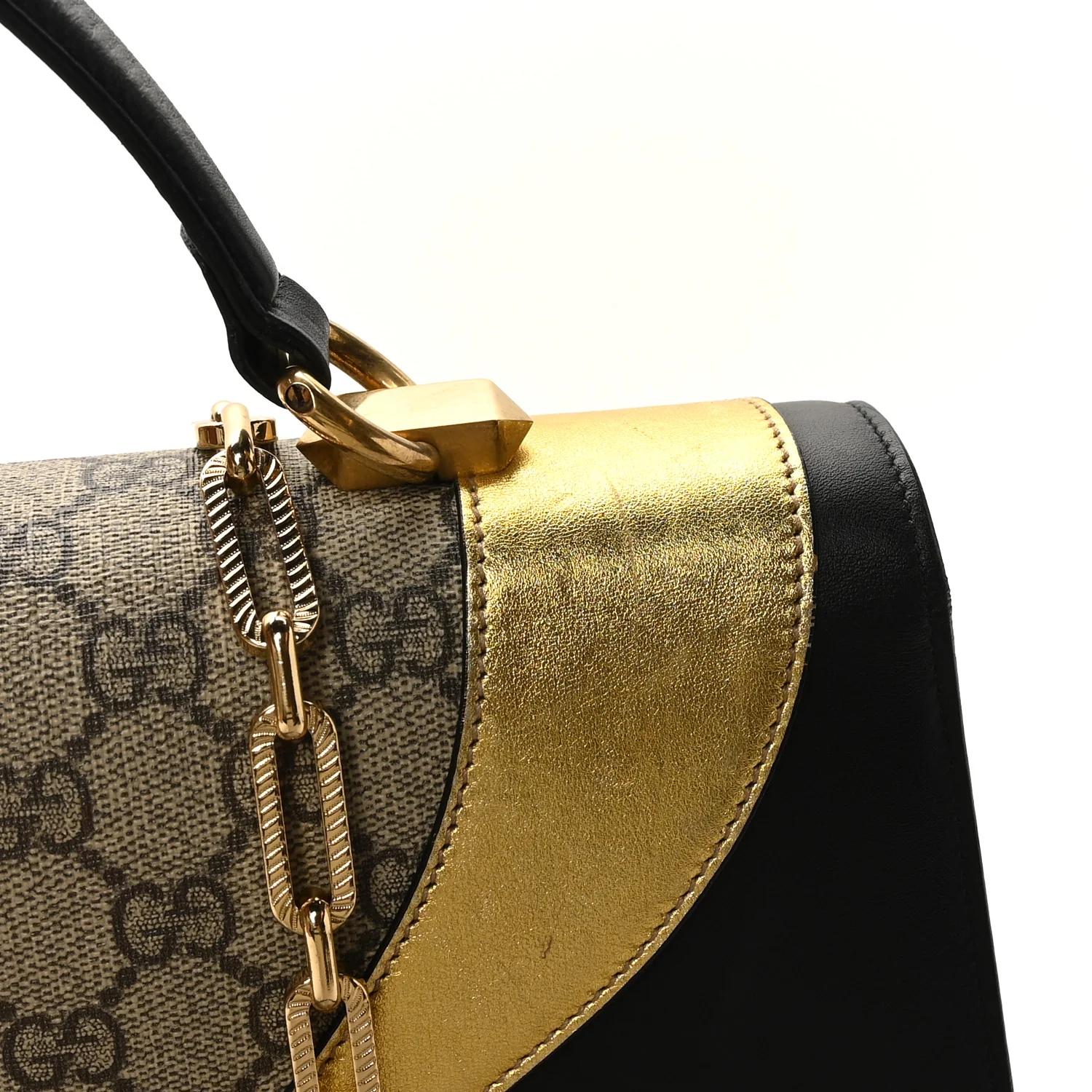 Nappa GG Supreme Monogram Medium Osiride Top Handle Bag Black Oro Vecchio Beige Ebony - Image 13