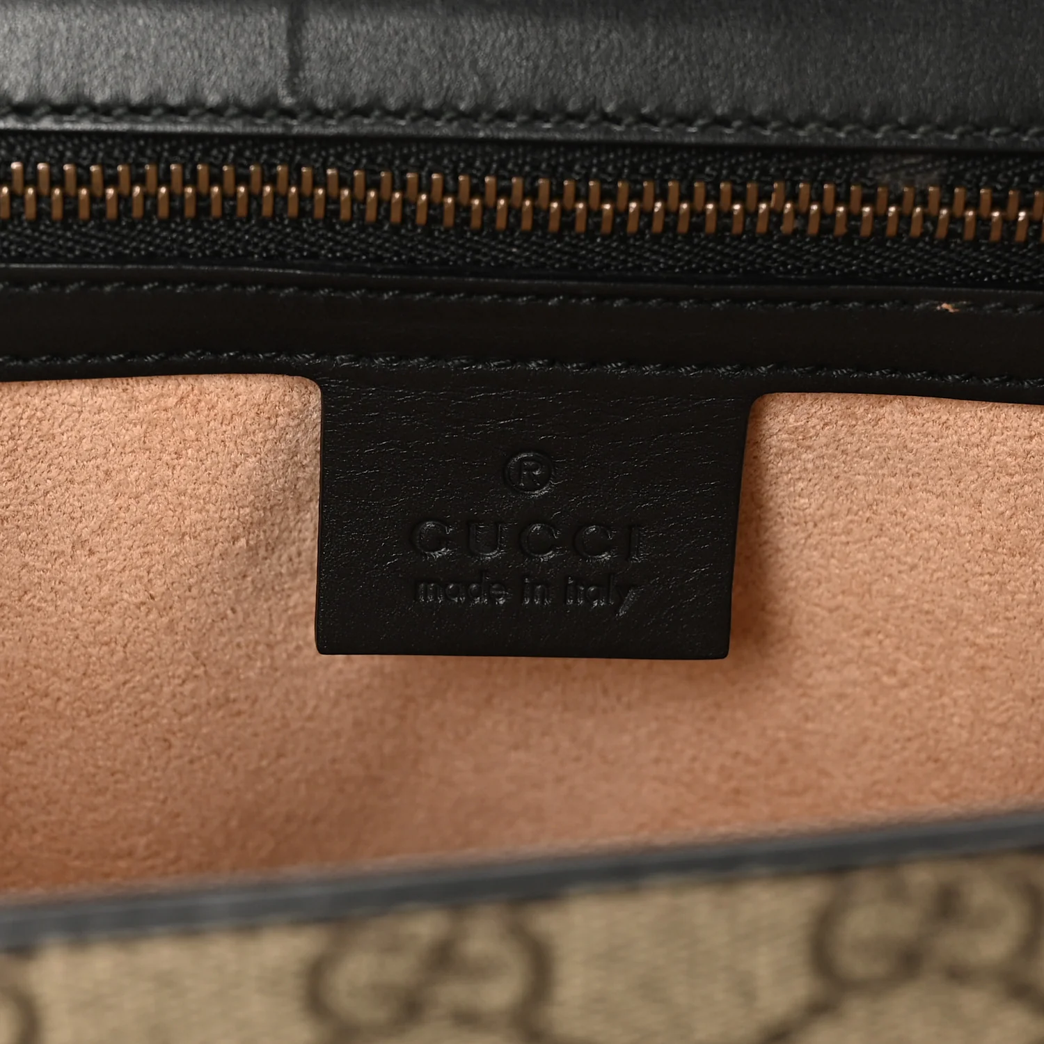 Nappa GG Supreme Monogram Medium Osiride Top Handle Bag Black Oro Vecchio Beige Ebony - Image 6