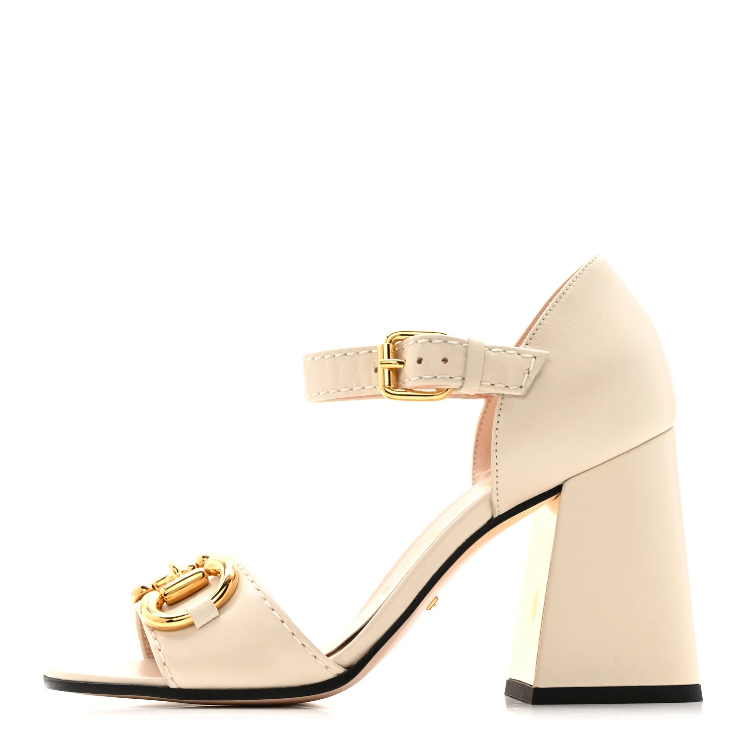 Nappa Horsebit Cross Strap 95mm Sandals 35 Mystic White
