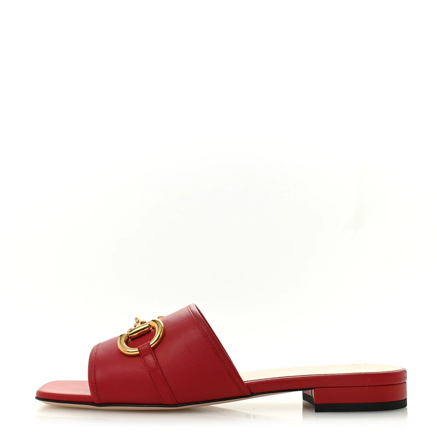 Nappa Horsebit Flat Slide Sandals 39 Red Blood