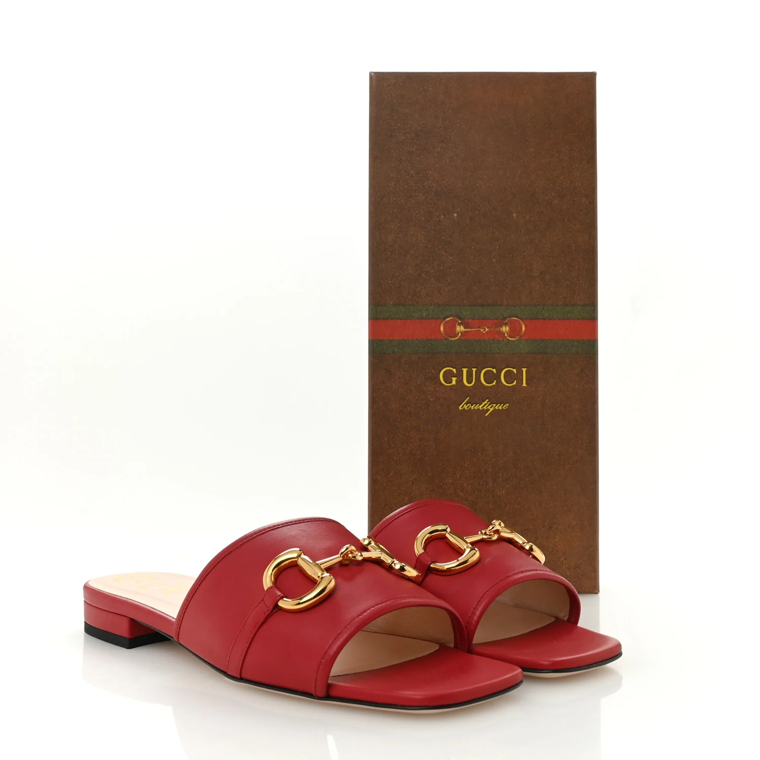 Nappa Horsebit Flat Slide Sandals 39 Red Blood - Image 10