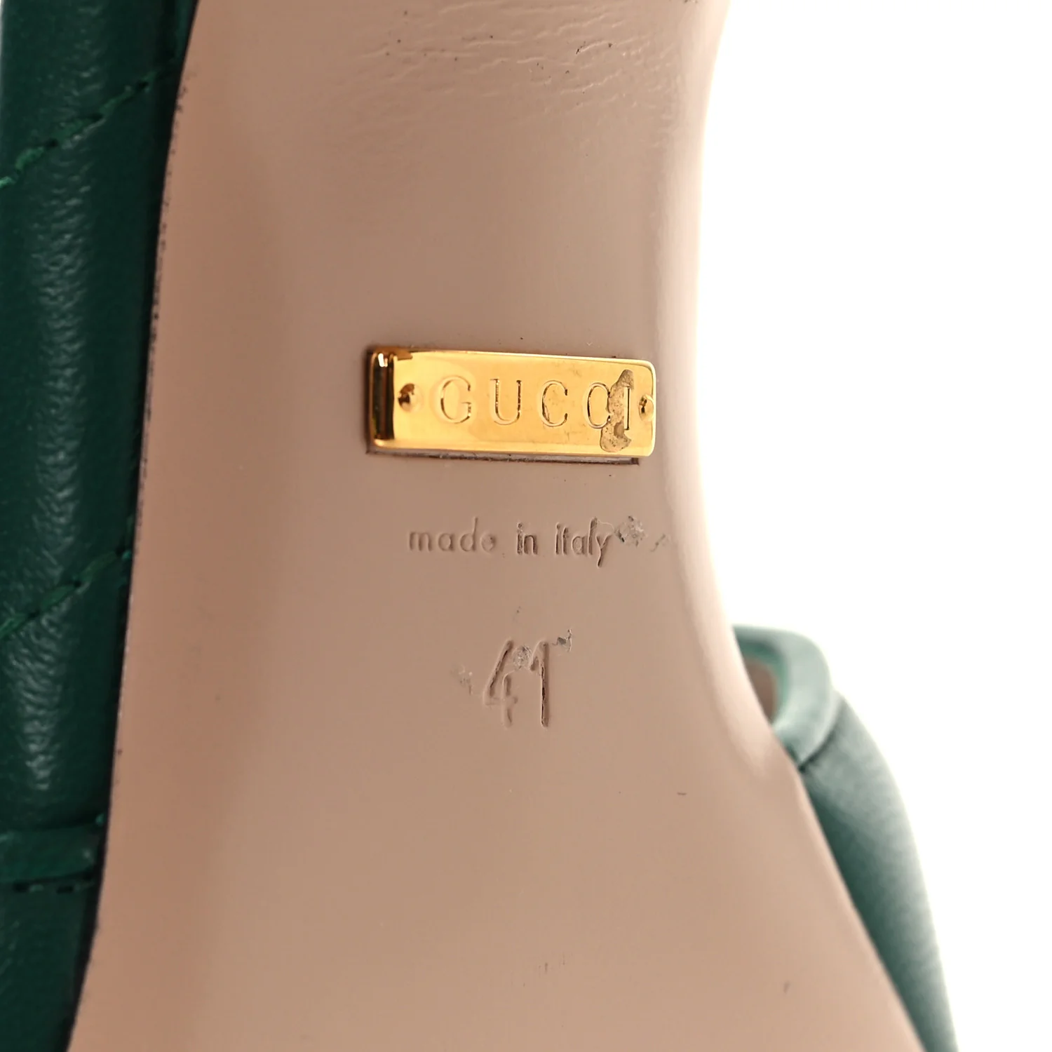 Nappa Matelasse GG Marmont 75mm Slide Sandals 41 Emerald - Image 8