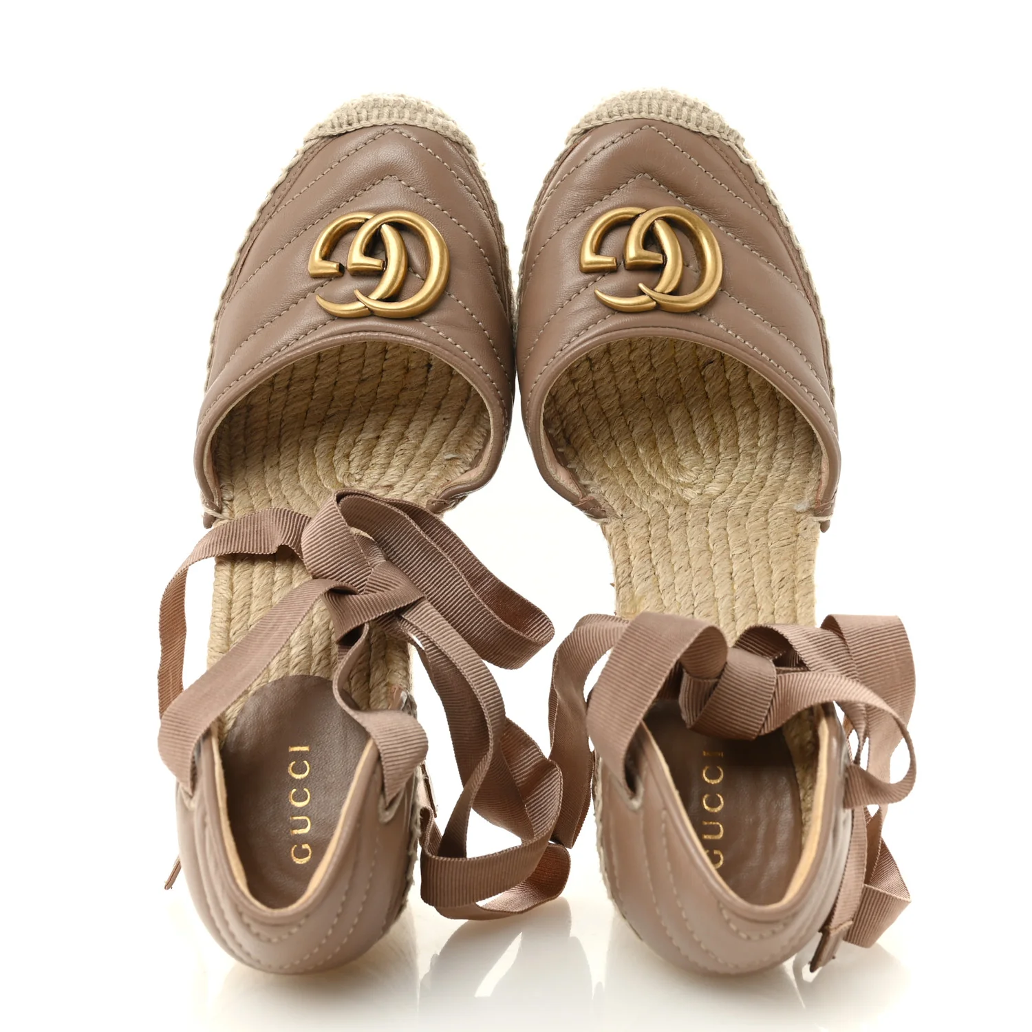 Nappa Matelasse GG Marmont Ankle Wrap Platform 35/120mm Espadrille Wedges 38 Porcelain Rose - Image 2