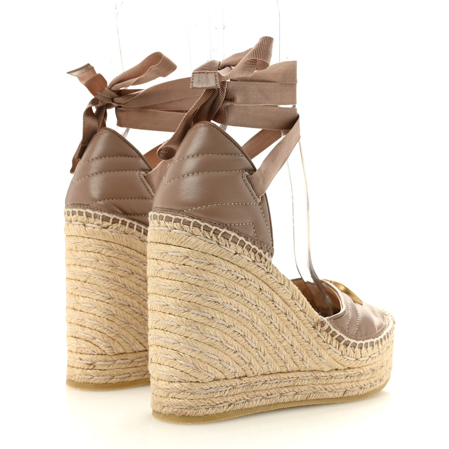 Nappa Matelasse GG Marmont Ankle Wrap Platform 35/120mm Espadrille Wedges 38 Porcelain Rose - Image 5