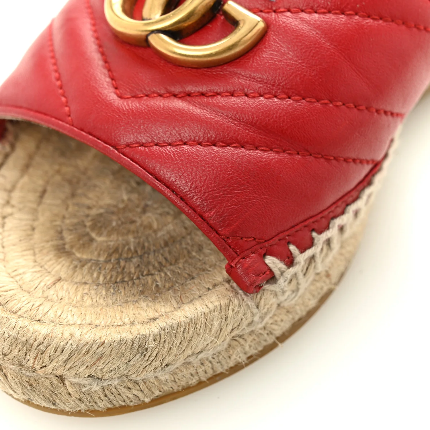 Nappa Matelasse GG Marmont Espadrille Slide Sandals 35 Hibiscus Red - Image 11