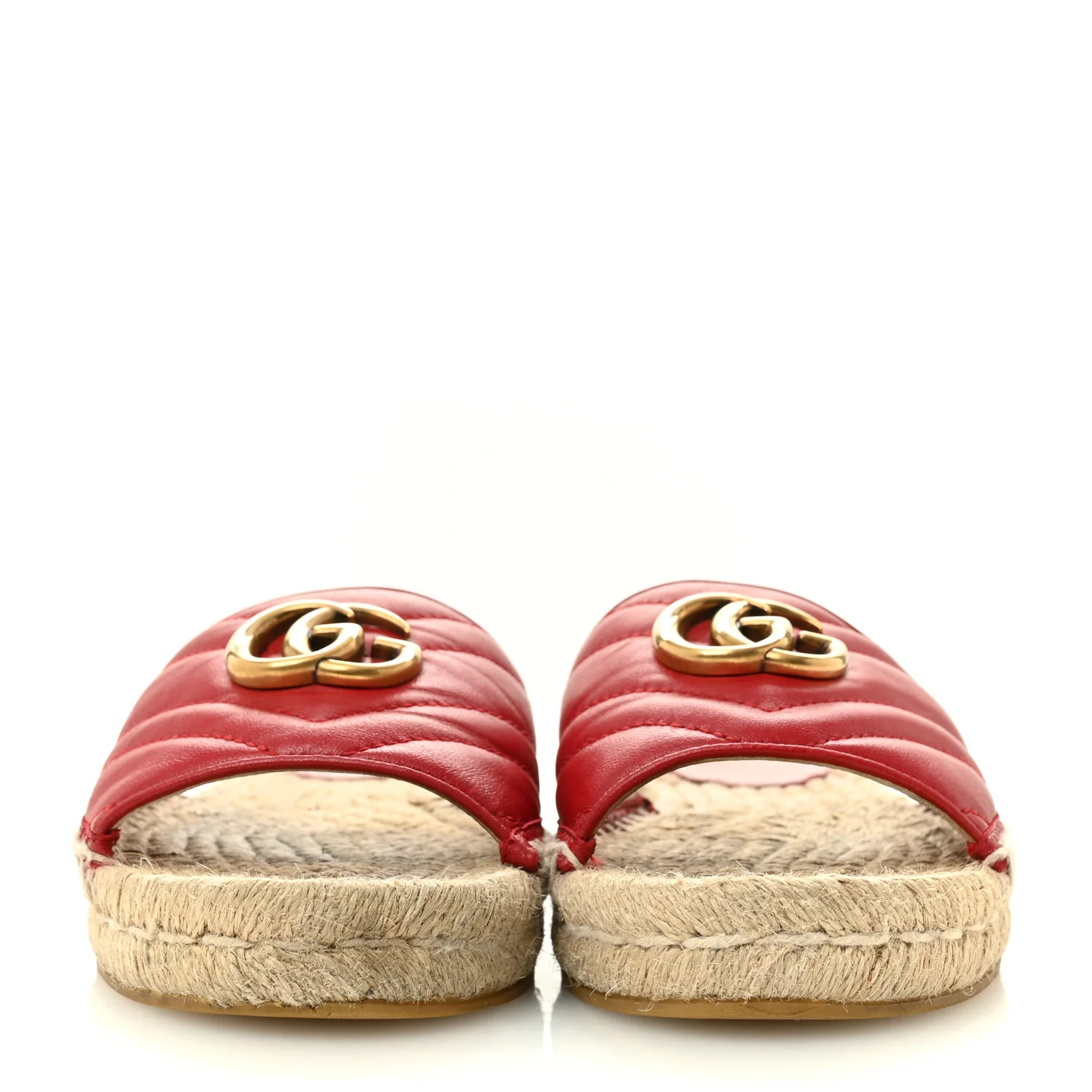 Nappa Matelasse GG Marmont Espadrille Slide Sandals 35 Hibiscus Red - Image 3