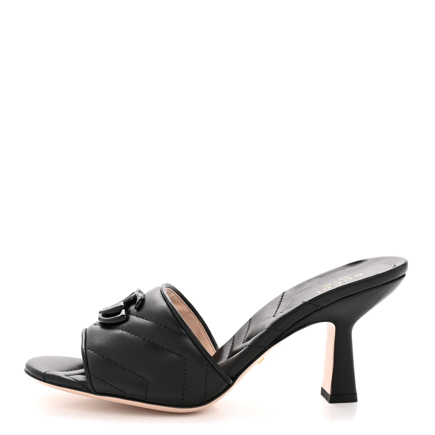 Nappa Matelasse Monochrome GG Marmont 75mm Slide Sandals 38.5 Black