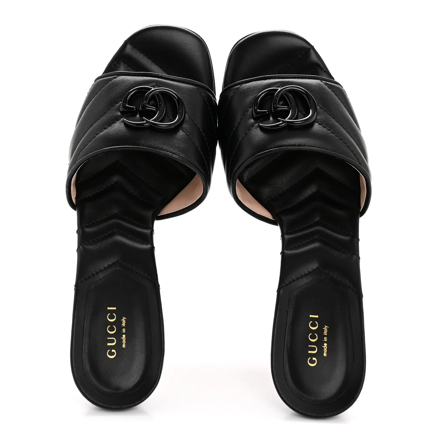 Nappa Matelasse Monochrome GG Marmont 75mm Slide Sandals 38.5 Black - Image 2