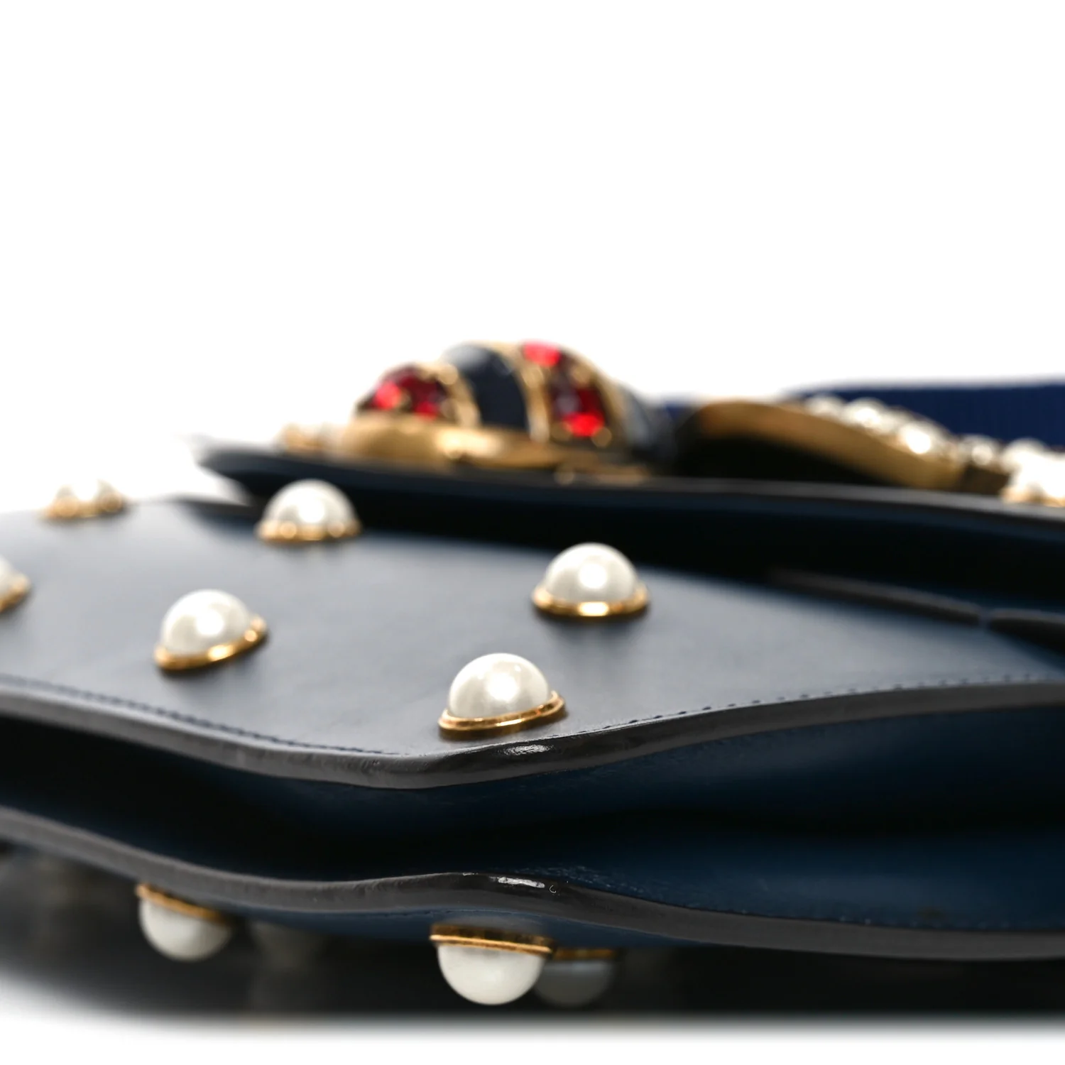Nappa Pearl Studded Mini Queen Margaret Broadway Shoulder Bag Blue Agata - Image 10