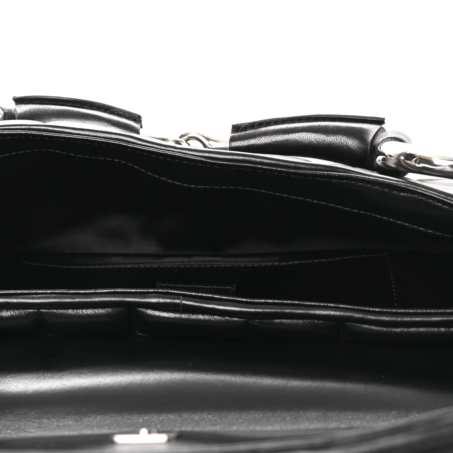 Nappa Vertical Matelasse Medium Maxi Horsebit Chain Shoulder Bag Black - Image 5