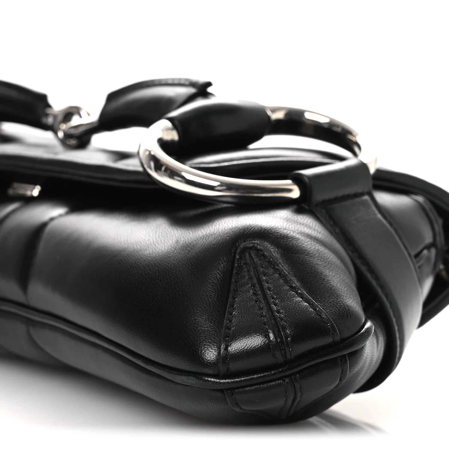 Nappa Vertical Matelasse Medium Maxi Horsebit Chain Shoulder Bag Black - Image 9