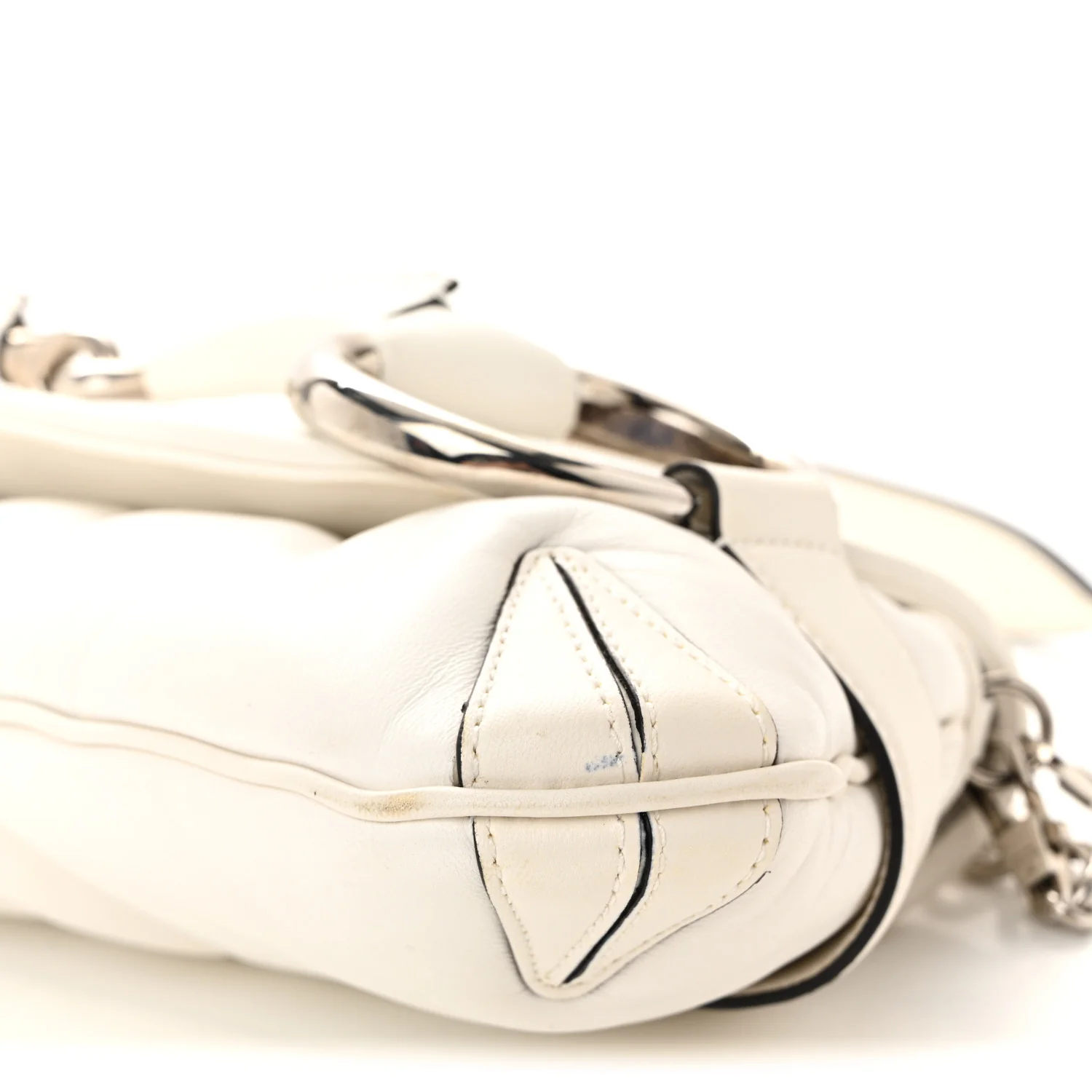 Nappa Vertical Matelasse Medium Maxi Horsebit Chain Shoulder Bag Mystic White - Image 10