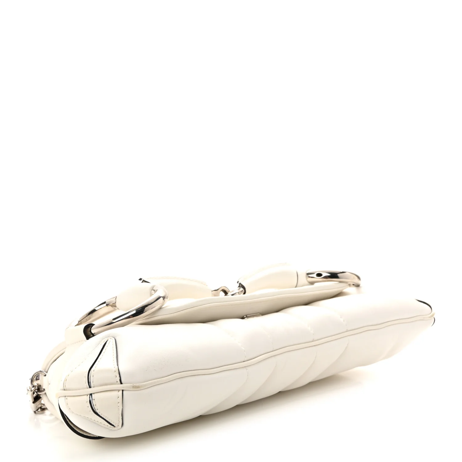 Nappa Vertical Matelasse Medium Maxi Horsebit Chain Shoulder Bag Mystic White - Image 4