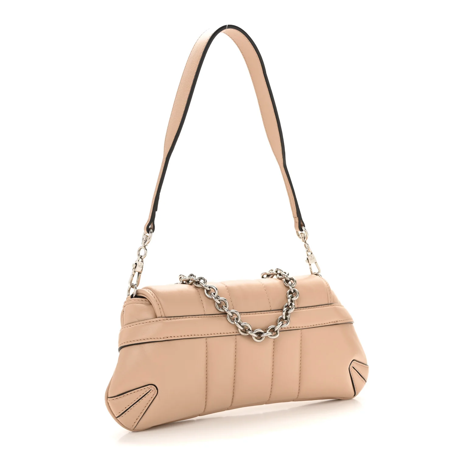 Nappa Vertical Matelasse Small Maxi Horsebit Chain Shoulder Bag Beige - Image 3