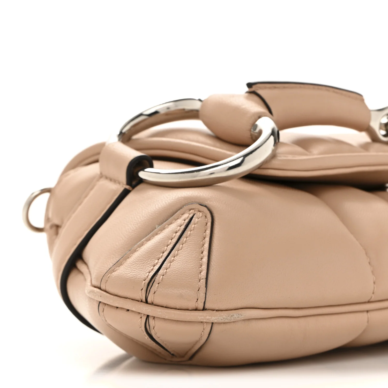 Nappa Vertical Matelasse Small Maxi Horsebit Chain Shoulder Bag Beige - Image 9