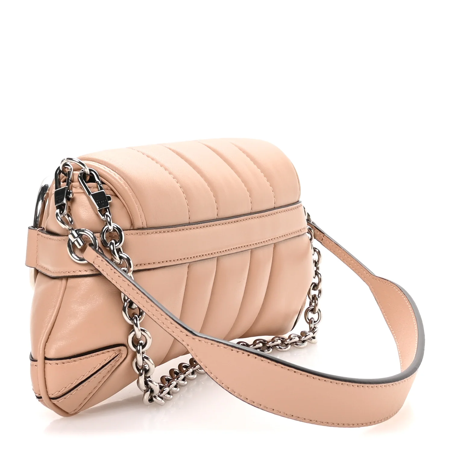 Nappa Vertical Matelasse Small Maxi Horsebit Chain Shoulder Bag Beige - Image 3