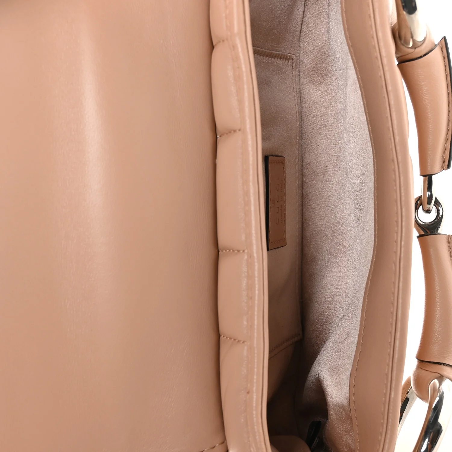 Nappa Vertical Matelasse Small Maxi Horsebit Chain Shoulder Bag Beige - Image 5